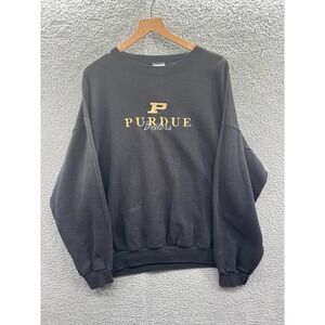 VINTAGE Purdue University Sweatshirt Mens XXL Black Embroidered Logo Boilermaker